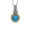 Thumbnail Image 1 of Blue Topaz Pendant in 10K Gold and Sterling Silver with Diamond Accents