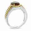 Thumbnail Image 2 of Oval Smoky Quartz and Diamond Ring in 10K Gold and Sterling Silver