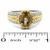 Thumbnail Image 3 of Oval Smoky Quartz and Diamond Ring in 10K Gold and Sterling Silver