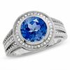 Thumbnail Image 1 of Lab-Created Ceylon Sapphire and Diamond Ring in Sterling Silver