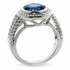 Thumbnail Image 2 of Lab-Created Ceylon Sapphire and Diamond Ring in Sterling Silver
