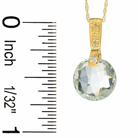 Faceted Green Quartz Pendant in 10K Gold with Diamond Accents