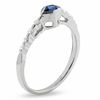 Thumbnail Image 1 of Pear Lab-Created Ceylon Sapphire Stack Ring with Diamond Accents in 10K White Gold