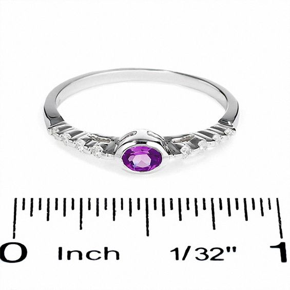 Oval Lab-Created Purple Sapphire and Diamond Ring in 10K White Gold