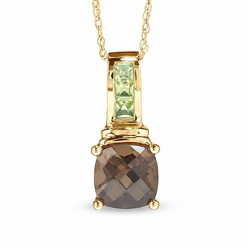 Main Image 1 of Smoky Quartz and Peridot Pendant in 10K Gold