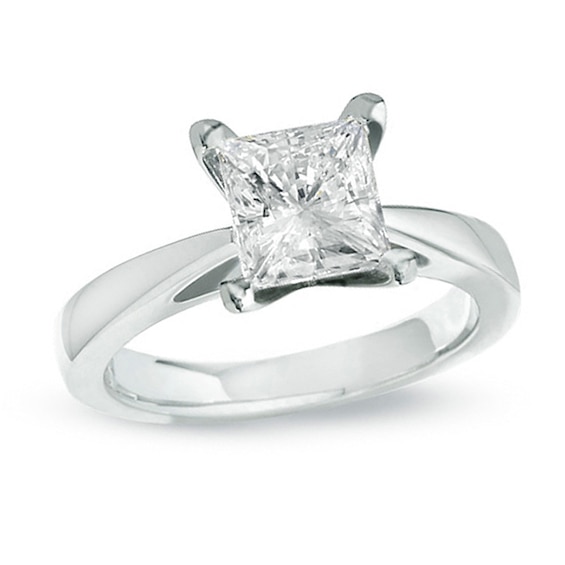 Celebration Lux® CT. Princess-Cut Certified Diamond Solitaire Engagement Ring in 18K White Gold (I/Si2