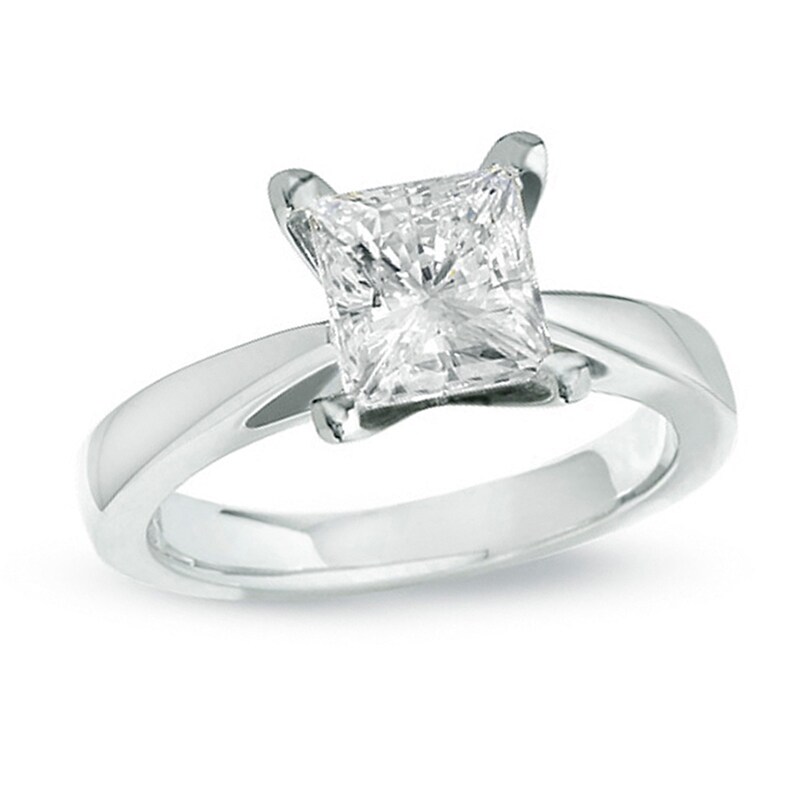 Main Image 1 of Celebration Lux® 3 CT. Princess-Cut Certified Diamond Solitaire Engagement Ring in 18K White Gold (I/SI2)