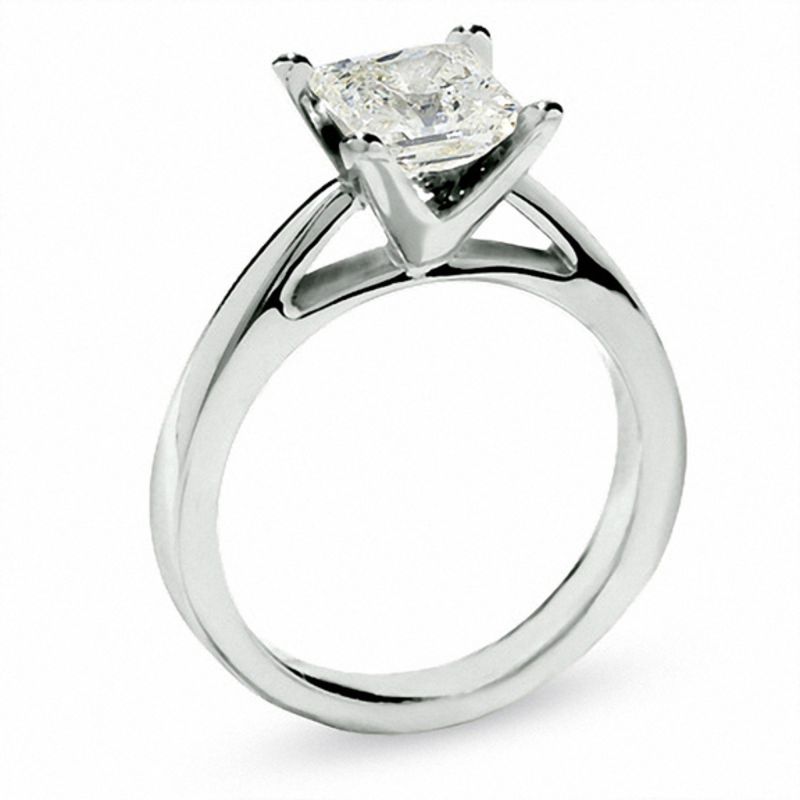 Main Image 3 of Celebration Lux® 3 CT. Princess-Cut Certified Diamond Solitaire Engagement Ring in 18K White Gold (I/SI2)