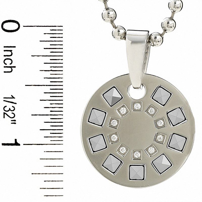 Simmons Jewelry Co. Ladies' Stainless Steel and Tungsten Medallion Pendant with Diamond Accents - 18"