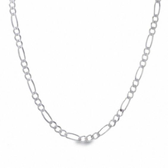 6.8mm Figaro PavÃ© Chain Necklace in Sterling Silver - 22"