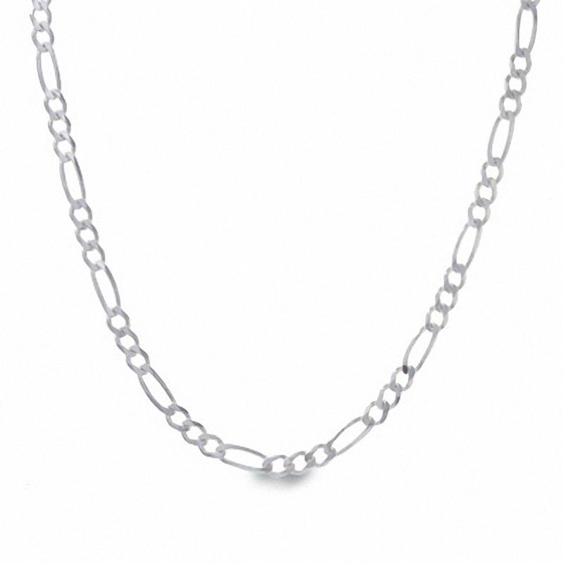 Main Image 1 of 6.8mm Figaro Pavé Chain Necklace in Sterling Silver - 22"