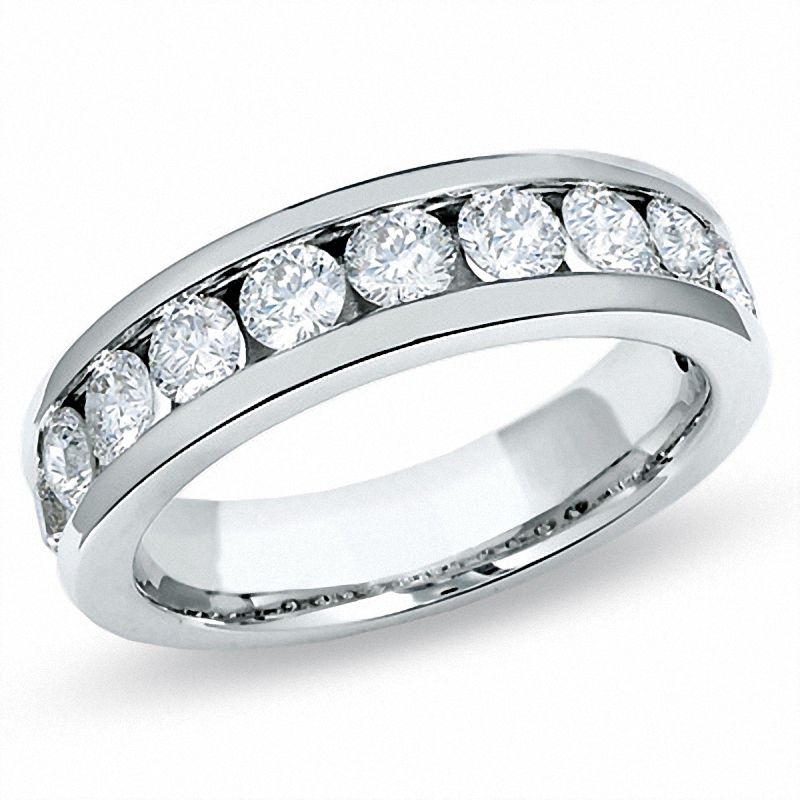 Main Image 1 of Celebration Lux® 1-1/2 CT. T.W. Certified Diamond Channel Band in 18K White Gold (I/SI2)