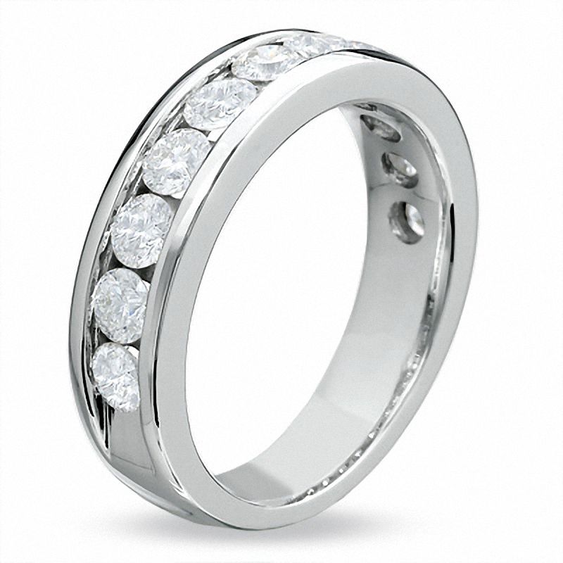 Main Image 2 of Celebration Lux® 1-1/2 CT. T.W. Certified Diamond Channel Band in 18K White Gold (I/SI2)