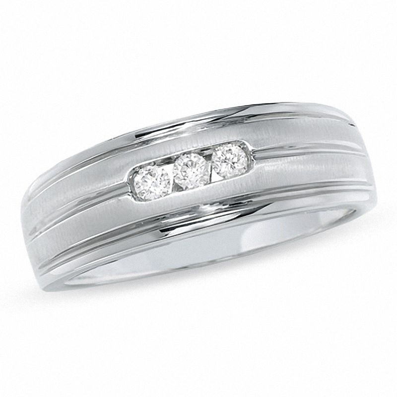 Main Image 1 of 1/5 CT. T.W. Diamond Three Stone Band in 14K White Gold