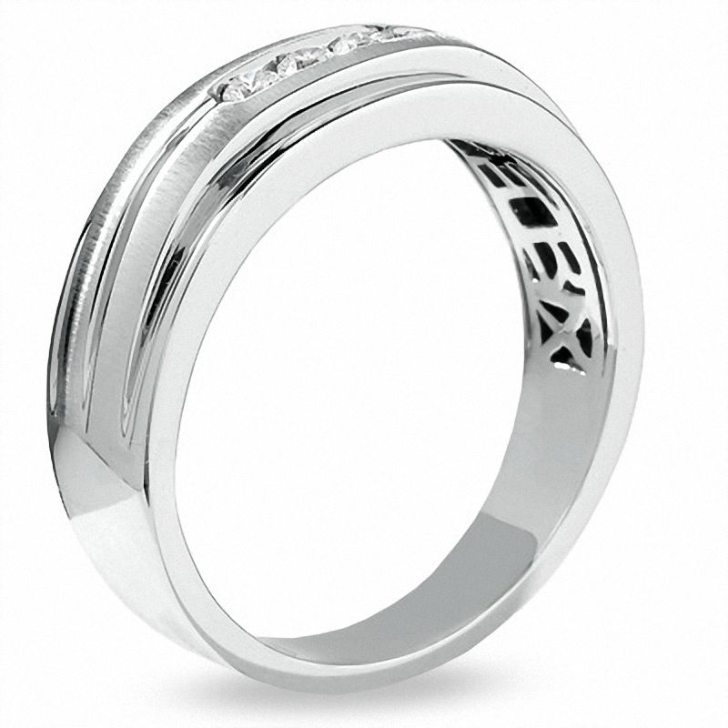 Main Image 2 of 1/5 CT. T.W. Diamond Three Stone Band in 14K White Gold