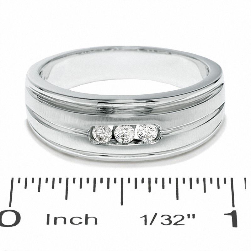 Main Image 3 of 1/5 CT. T.W. Diamond Three Stone Band in 14K White Gold