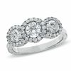 Thumbnail Image 1 of Celebration Lux® 1-1/4 CT. T.W. Certified Diamond Three Stone Framed Ring in 18K White Gold (I/SI2)