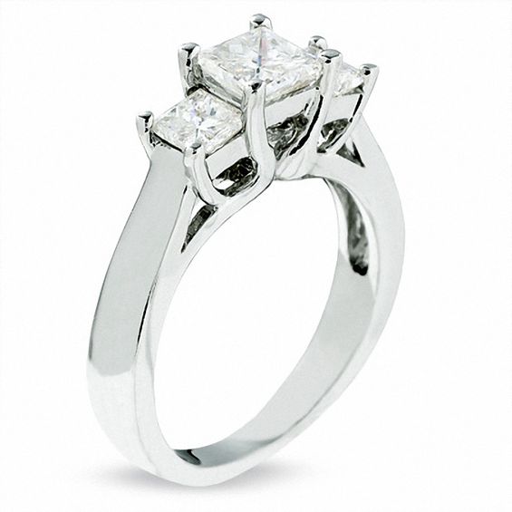 Celebration LuxÂ® 1-1/2 CT. T.w. Princess-Cut Certified Diamond Three Stone Ring in 18K White Gold (I/Si2)