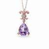 Thumbnail Image 0 of Pear-Shaped Amethyst and Diamond Accent Fleur-de-Lis Pendant in 10K Rose Gold