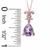Thumbnail Image 1 of Pear-Shaped Amethyst and Diamond Accent Fleur-de-Lis Pendant in 10K Rose Gold