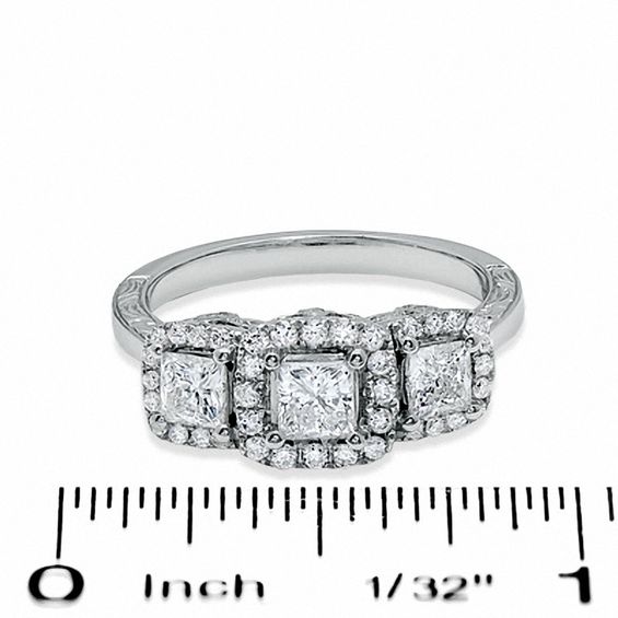 Celebration LuxÂ® 1-1/4 CT. T.w. Princess-Cut Certified Diamond Three Stone Ring in 18K White Gold (I/Si2)