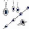 Thumbnail Image 1 of Marquise Shape Blue Sapphire 4-Piece Set in Sterling Silver with Diamond Accents