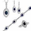 Thumbnail Image 0 of Marquise Shape Blue Sapphire 4-Piece Set in Sterling Silver with Diamond Accents