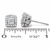 Thumbnail Image 2 of Celebration Lux® 1 CT. T.W. Princess-Cut Certified Diamond Framed Stud Earrings in 18K White Gold (I/SI2)