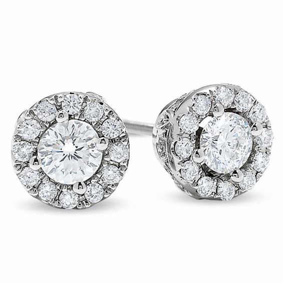 Celebration LuxÂ® 1 CT. T.w. Certified Diamond Framed Stud Earrings in 18K White Gold (I/Si2)