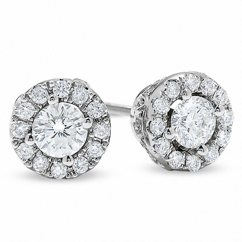 Celebration Lux® 1 CT. T.W. Diamond Framed Stud Earrings in 18K White Gold (I/SI2)