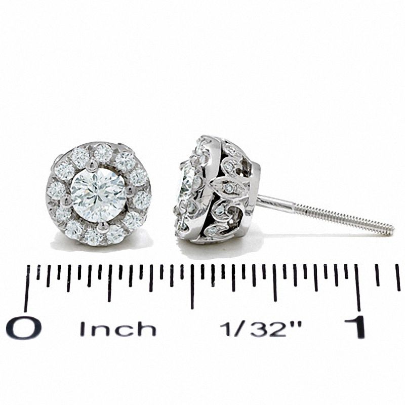 Celebration Lux® 1 CT. T.W. Diamond Framed Stud Earrings in 18K White Gold (I/SI2)