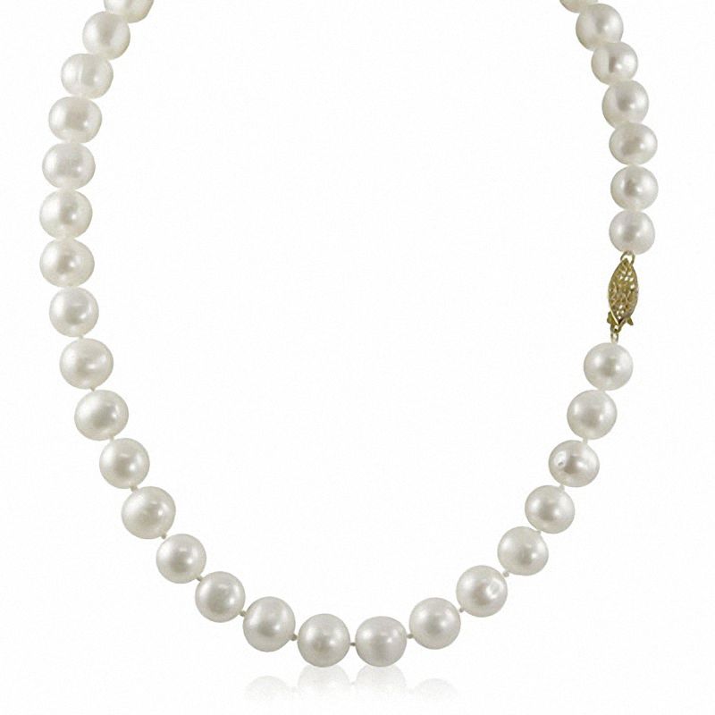 Main Image 1 of 9.5-10.5mm Freshwater Cultured Pearl Strand with 14K Gold Clasp