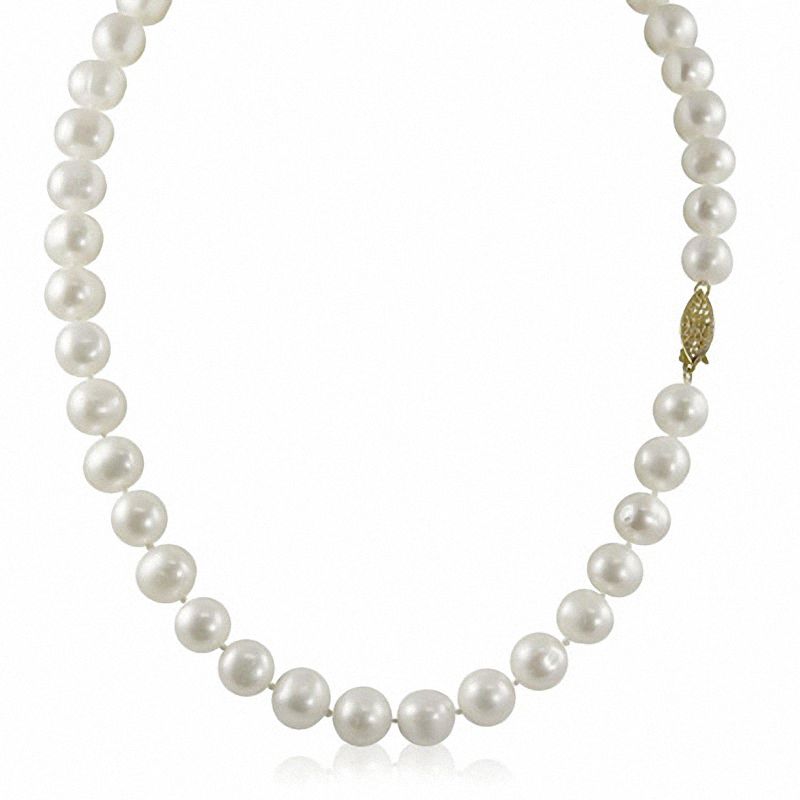 9.5-10.5mm Freshwater Cultured Pearl Strand with 14K Gold Clasp