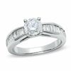 Thumbnail Image 1 of 1-1/2 CT. T.W. Round Diamond Engagement Ring in 14K White Gold with Baguette Sidestones