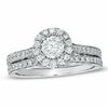 Thumbnail Image 1 of Celebration Lux® 1 CT. T.W. Certified Diamond Framed Bridal Set in 18K White Gold (I/SI2)