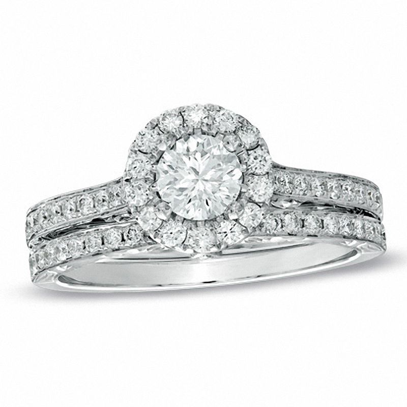 Celebration Lux® 1 CT. T.W. Diamond Framed Bridal Set in 18K White Gold (I/SI2)