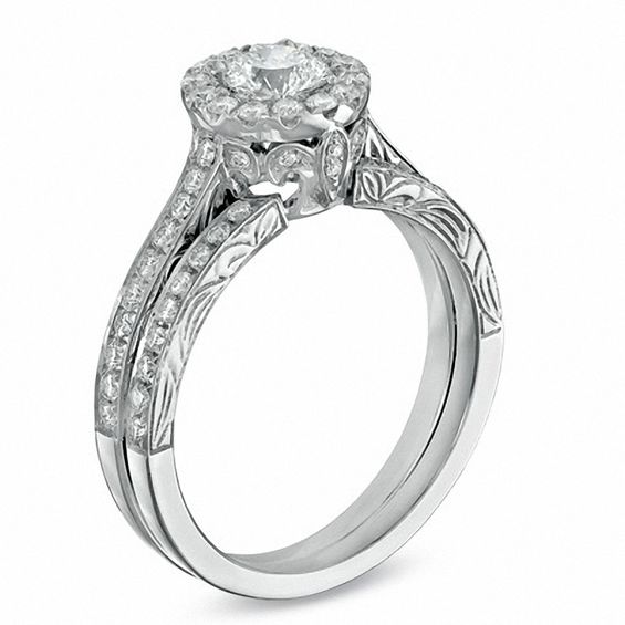 Celebration LuxÂ® 1 CT. T.w. Certified Diamond Framed Bridal Set in 18K White Gold (I/Si2)