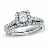 Thumbnail Image 0 of Celebration Lux® 1 CT. T.W. Princess-Cut Diamond Framed Bridal Set in 18K White Gold (H-I/SI1-SI2)