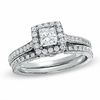 Thumbnail Image 1 of Celebration Lux® 1 CT. T.W. Princess-Cut Diamond Framed Bridal Set in 18K White Gold (H-I/SI1-SI2)