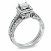 Thumbnail Image 1 of Celebration Lux® 1 CT. T.W. Princess-Cut Diamond Framed Bridal Set in 18K White Gold (H-I/SI1-SI2)