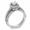 Thumbnail Image 2 of Celebration Lux® 1 CT. T.W. Princess-Cut Diamond Framed Bridal Set in 18K White Gold (H-I/SI1-SI2)