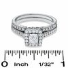 Thumbnail Image 3 of Celebration Lux® 1 CT. T.W. Princess-Cut Diamond Framed Bridal Set in 18K White Gold (H-I/SI1-SI2)