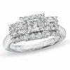 Thumbnail Image 1 of Celebration Lux® 1-1/2 CT. T.W. Princess-Cut Certified Diamond Three Stone Framed Ring in 18K White Gold (I/SI2)