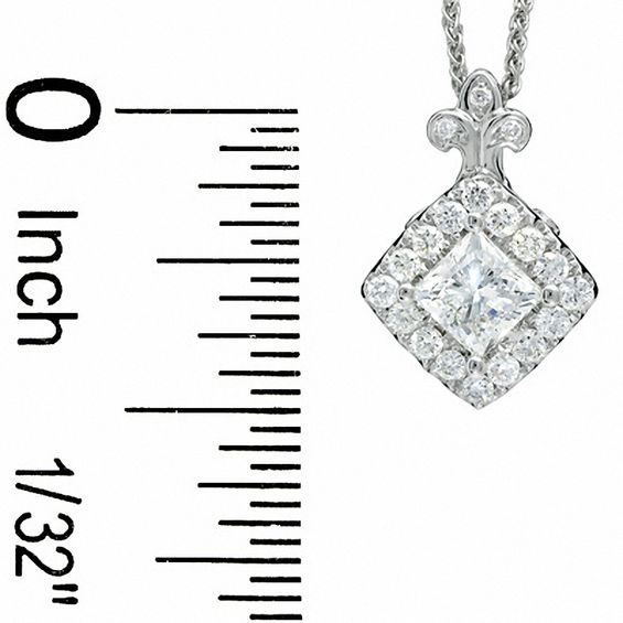 Celebration LuxÂ® 3/4 CT. T.w. Princess-Cut Certified Diamond Framed Pendant in 18K White Gold (I/Si2)