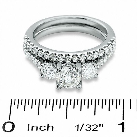 Celebration Lux® 1-1/2 CT. T.w. Certified Diamond Three Stone Bridal Set in 18K White Gold (I/Si2)