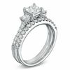 Thumbnail Image 1 of Celebration Lux® 1-1/2 CT. T.W. Princess-Cut Diamond Three Stone Bridal Set in 18K White Gold (I/SI2)