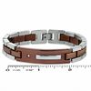 Thumbnail Image 2 of Two-Tone Brown Stainless Steel ID Bracelet with Diamond Accents