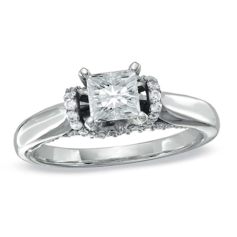Main Image 1 of Celebration Lux® 1-1/5 CT. T.W. Princess-Cut Certified Diamond Solitaire Engagement Ring in 18K White Gold (I/SI2)