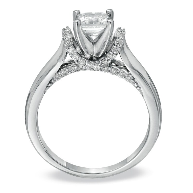 Main Image 2 of Celebration Lux® 1-1/5 CT. T.W. Princess-Cut Certified Diamond Solitaire Engagement Ring in 18K White Gold (I/SI2)