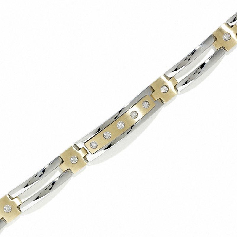 Men's 1/5 CT. T.W. Diamond Bracelet in 10K Gold and Stainless Steel